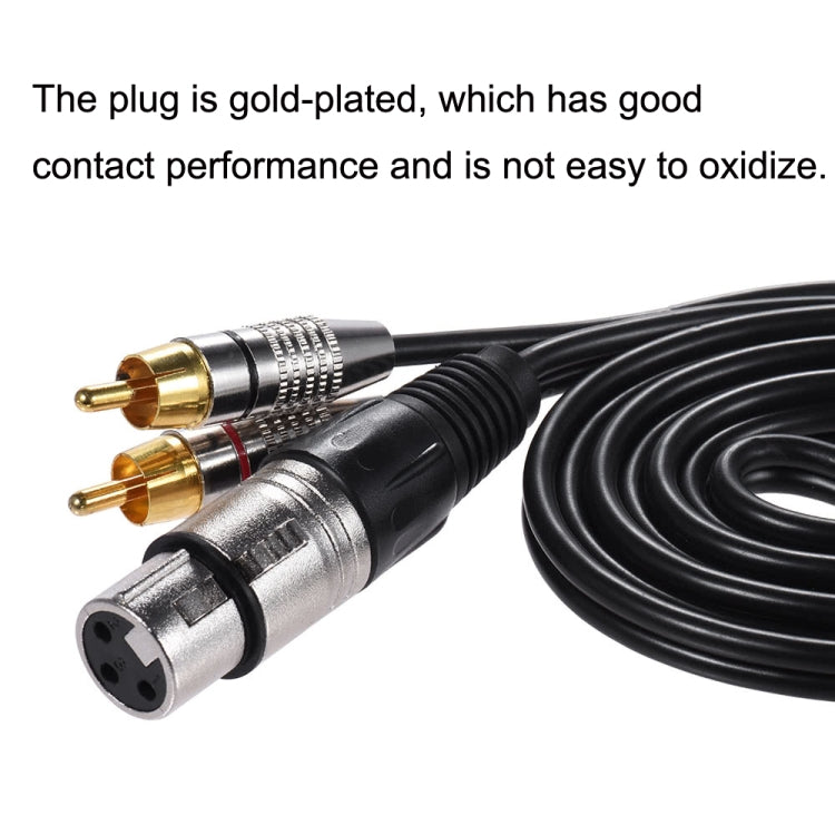 XLR หญิงถึง 2RCA ชายเสียบสายสัญญาณเสียงสเตอริโอ, ความยาว:, 0.5m, 1m, 1.5m, 2m, 3m, 5m, 8m, 10m