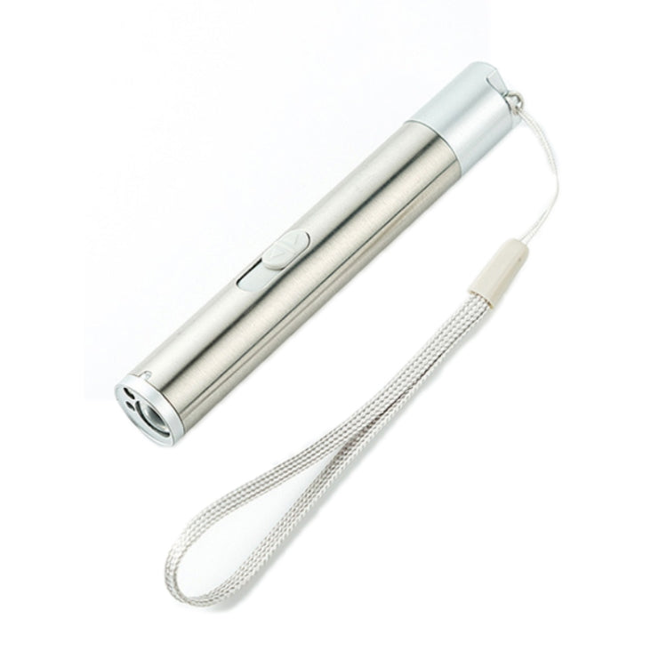 3 in 1 USB ไฟฉายแบบชาร์จไฟปากกาเลเซอร์อินฟราเรดเครื่องตรวจจับสกุลเงิน, Silver