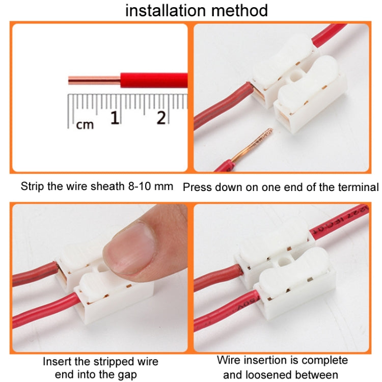 100pcs Self-locking Push Type โคมไฟเพดาน Quick Terminal Block, CH-2, CH-3