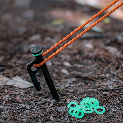 100pcs Outdoor Camping Nail Luminous Circle มัลติฟังก์ชั่นซิลิโคนสะท้อนแสงเตือนแหวน, Luminous Circle