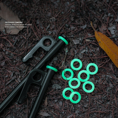 100pcs Outdoor Camping Nail Luminous Circle มัลติฟังก์ชั่นซิลิโคนสะท้อนแสงเตือนแหวน, Luminous Circle