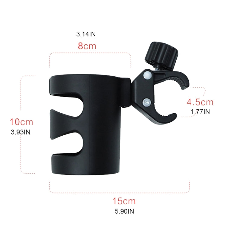 ที่วางแก้วน้ำสำหรับรถเข็นเด็กทารก Universal 360 ชั้นวางขวดเครื่องดื่มหมุนได้, Cup Holder Black