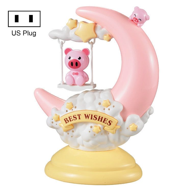 GOELONG โคมไฟตั้งโต๊ะการ์ตูนดวงจันทร์ห้องเด็กสัตว์ไฟกลางคืน, ปลั๊ก:, US Plug, EU Plug