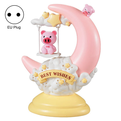 GOELONG โคมไฟตั้งโต๊ะการ์ตูนดวงจันทร์ห้องเด็กสัตว์ไฟกลางคืน, ปลั๊ก:, US Plug, EU Plug