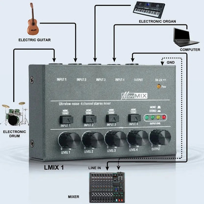 ด้วย Single Channel Stereo Switching Mini Signal Hybrid Small Audio, 4 Way mixer, 8 Way Mixer