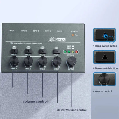 ด้วย Single Channel Stereo Switching Mini Signal Hybrid Small Audio, 4 Way mixer, 8 Way Mixer