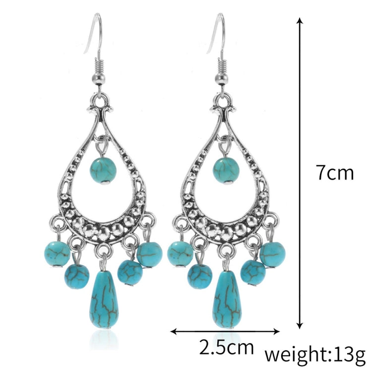 Turquoise Ethnic Style Earrings Temperament Simple ต่างหูวินเทจ, E2203-3, E2204-6, E2204-7