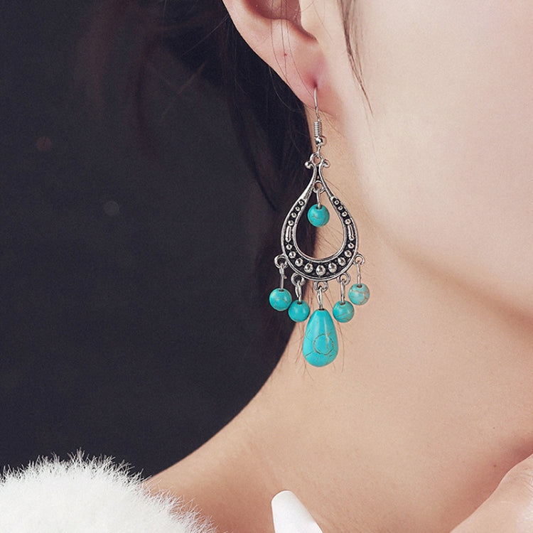 Turquoise Ethnic Style Earrings Temperament Simple ต่างหูวินเทจ, E2203-3, E2204-6, E2204-7