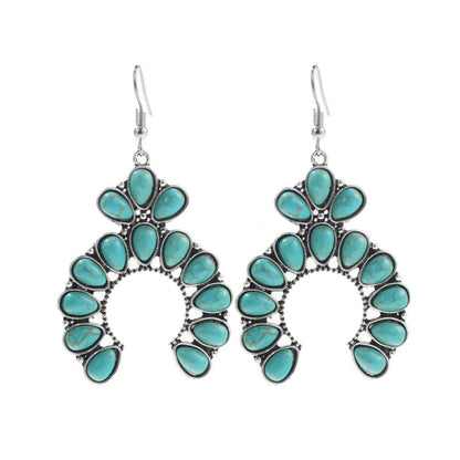 Turquoise Ethnic Style Earrings Temperament Simple ต่างหูวินเทจ, E2203-3, E2204-6, E2204-7