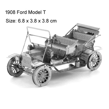 3D สามมิติโลหะรถประกอบโมเดล DIY ปริศนาของเล่น, 1908 T-shaped Cars, 1965 Mustang, Kart, BZS G500, Cable Car, Taxi, Fire Truck, Bullet Train, Nissans Coupe, D51 Train Head, KMK F450, Sportcar, Half-track Motorcycle, Rocket Launcher, Butterfly Sportcar   ...