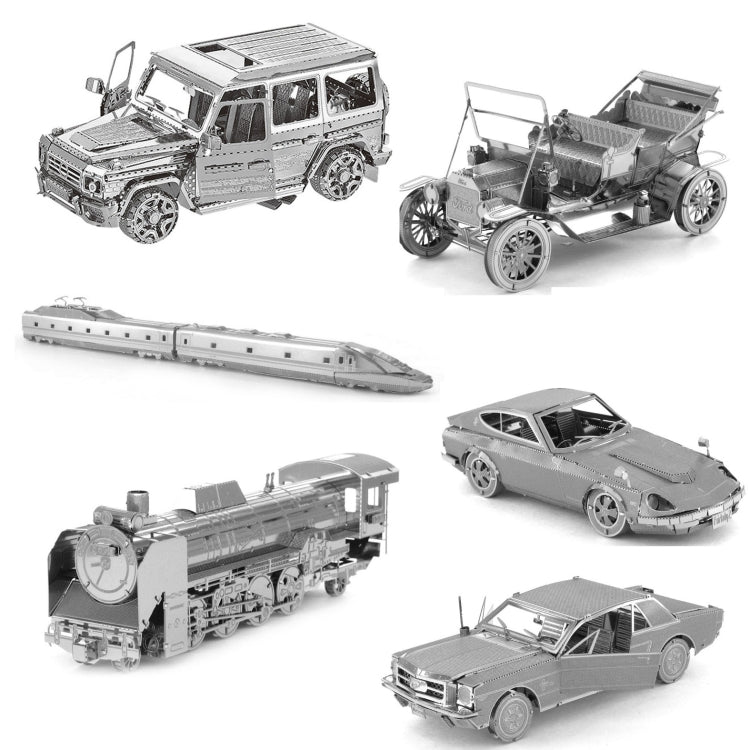 3D สามมิติโลหะรถประกอบโมเดล DIY ปริศนาของเล่น, 1908 T-shaped Cars, 1965 Mustang, Kart, BZS G500, Cable Car, Taxi, Fire Truck, Bullet Train, Nissans Coupe, D51 Train Head, KMK F450, Sportcar, Half-track Motorcycle, Rocket Launcher, Butterfly Sportcar   ...