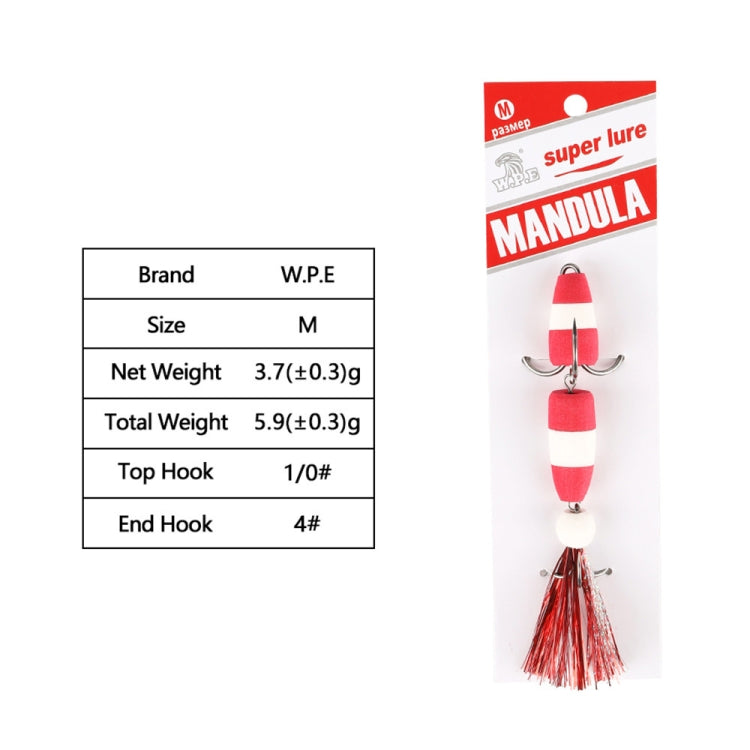 W.P.E PMG-M เบ็ดโฟม เหยื่อหนอนนุ่ม เบ็ดสามสมอ เหยื่อปลอม, M