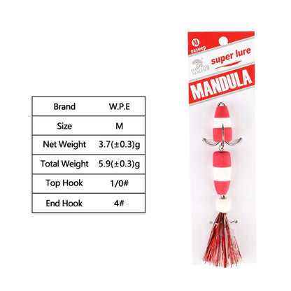 W.P.E PMG-M เบ็ดโฟม เหยื่อหนอนนุ่ม เบ็ดสามสมอ เหยื่อปลอม, M