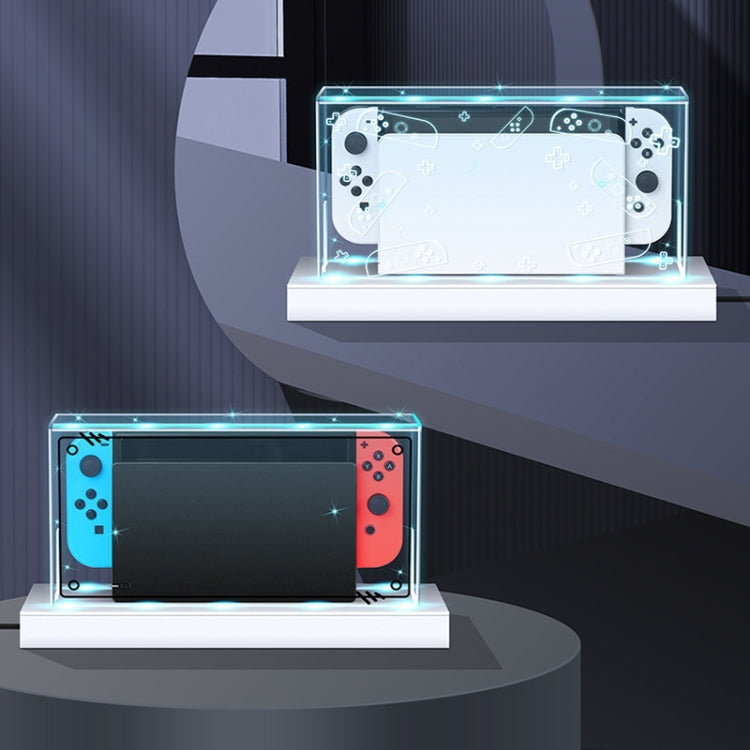 035 สำหรับคอนโซลเกม Nintendo Switch/Oled จอแสดงผลฝาครอบกันฝุ่นฐานเรืองแสง, Spec:, Light Base, Transparent, White Label, Black Label, Handle, Jet Warrior, Noble, Gengar