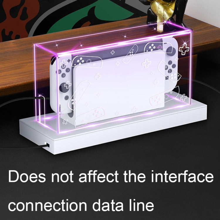 035 สำหรับคอนโซลเกม Nintendo Switch/Oled จอแสดงผลฝาครอบกันฝุ่นฐานเรืองแสง, Spec:, Light Base, Transparent, White Label, Black Label, Handle, Jet Warrior, Noble, Gengar