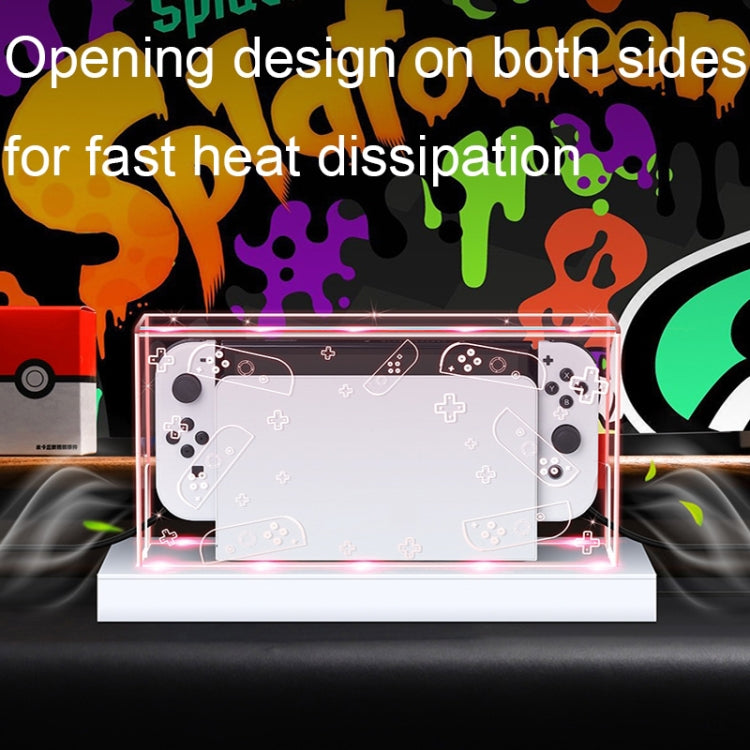 035 สำหรับคอนโซลเกม Nintendo Switch/Oled จอแสดงผลฝาครอบกันฝุ่นฐานเรืองแสง, Spec:, Light Base, Transparent, White Label, Black Label, Handle, Jet Warrior, Noble, Gengar
