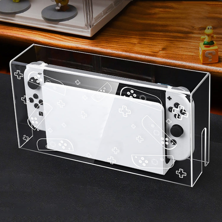 035 สำหรับคอนโซลเกม Nintendo Switch/Oled จอแสดงผลฝาครอบกันฝุ่นฐานเรืองแสง, Spec:, Light Base, Transparent, White Label, Black Label, Handle, Jet Warrior, Noble, Gengar
