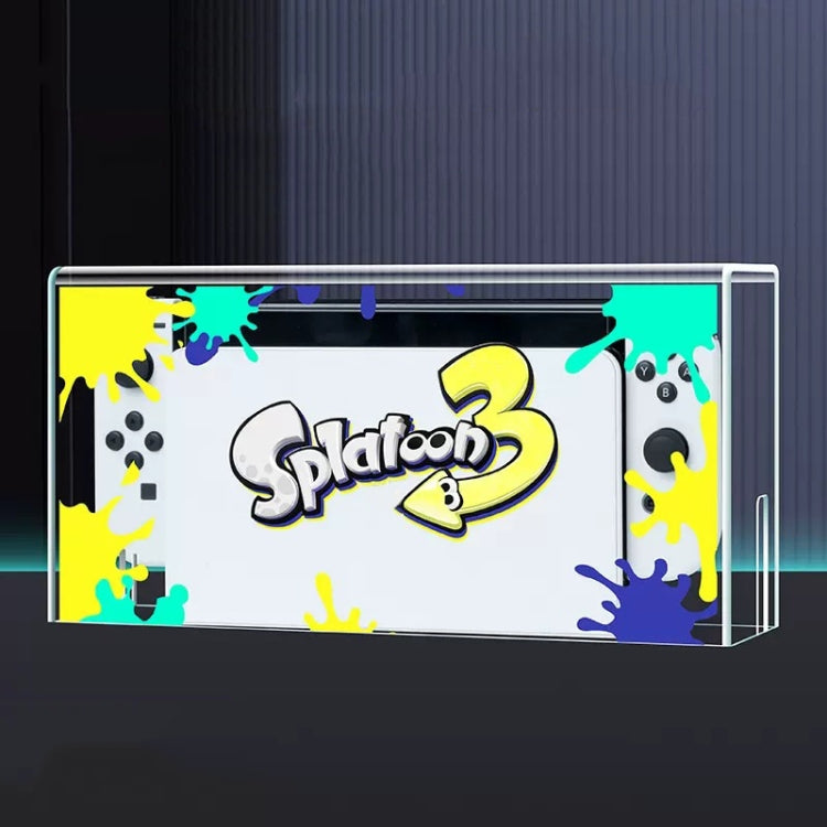 035 สำหรับคอนโซลเกม Nintendo Switch/Oled จอแสดงผลฝาครอบกันฝุ่นฐานเรืองแสง, Spec:, Light Base, Transparent, White Label, Black Label, Handle, Jet Warrior, Noble, Gengar