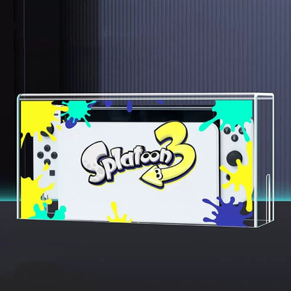 035 สำหรับคอนโซลเกม Nintendo Switch/Oled จอแสดงผลฝาครอบกันฝุ่นฐานเรืองแสง, Spec:, Light Base, Transparent, White Label, Black Label, Handle, Jet Warrior, Noble, Gengar