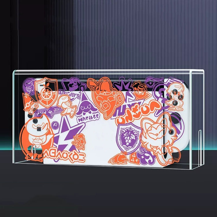 035 สำหรับคอนโซลเกม Nintendo Switch/Oled จอแสดงผลฝาครอบกันฝุ่นฐานเรืองแสง, Spec:, Light Base, Transparent, White Label, Black Label, Handle, Jet Warrior, Noble, Gengar