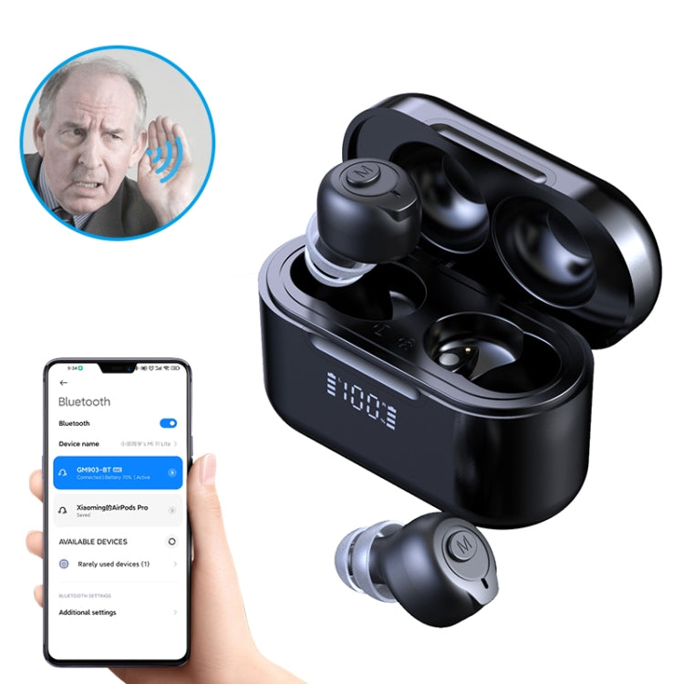 GM-903 Bluetooth Dual Host เครื่องช่วยฟังดิจิตอลจอแสดงผล LCD เครื่องขยายเสียงสำหรับผู้สูงอายุ