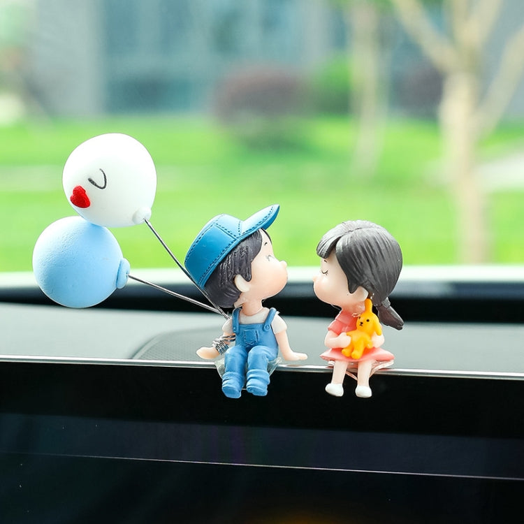 2 ชิ้นรถประดับเครื่องประดับตุ๊กตาคู่จูบน่ารัก, สี:, Blue, Gray, Reading, Clever, Blue+Balloon, Blue+Blue White Balloon, Gray+Balloon, Gray+Gray Balloon, Reading+Balloon, Clever+Balloon, Stool Blue Couple, Stool Gray Couple, Stool Reading Couple        ...