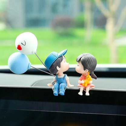 2 ชิ้นรถประดับเครื่องประดับตุ๊กตาคู่จูบน่ารัก, สี:, Blue, Gray, Reading, Clever, Blue+Balloon, Blue+Blue White Balloon, Gray+Balloon, Gray+Gray Balloon, Reading+Balloon, Clever+Balloon, Stool Blue Couple, Stool Gray Couple, Stool Reading Couple        ...