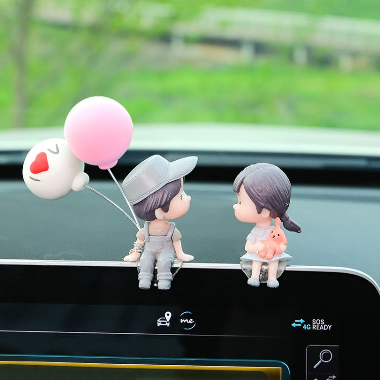 2 ชิ้นรถประดับเครื่องประดับตุ๊กตาคู่จูบน่ารัก, สี:, Blue, Gray, Reading, Clever, Blue+Balloon, Blue+Blue White Balloon, Gray+Balloon, Gray+Gray Balloon, Reading+Balloon, Clever+Balloon, Stool Blue Couple, Stool Gray Couple, Stool Reading Couple        ...
