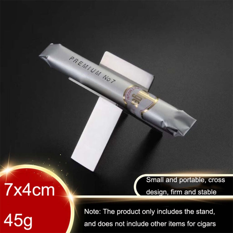 ที่ใส่ซิการ์สแตนเลส 2 ชิ้นแบบพกพาที่วางบุหรี่พับได้, Cigarette Holder Silver