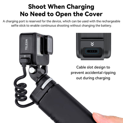 สำหรับ GoPro Hero11 Black / HERO10 Black / 9 Black TELESIN ฝาครอบด้านข้างกันน้ำแบบถอดง่ายฝาครอบชาร์จพอร์ต, For GoPro Hero11 Black / HERO10 Black /9 Black