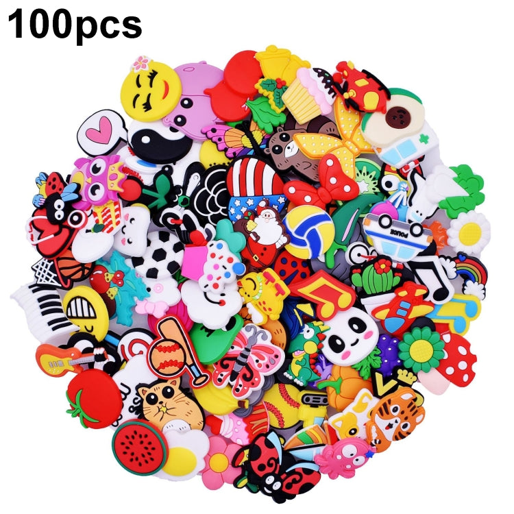 100ชิ้นรองเท้าพลาสติกพีวีซีดอกไม้การ์ตูนถ้ำรองเท้าหัวเข็มขัดสไตล์การจัดส่งแบบสุ่ม, Style Random Delivery
