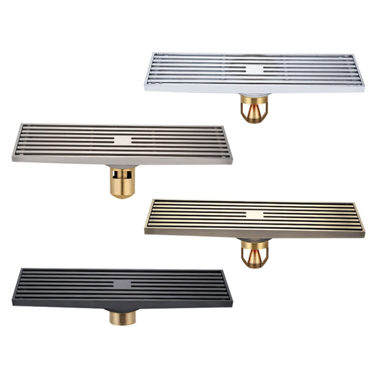 8x30cm Extended Full Copper Strip Floor Drain, สไตล์:, K8034 Chrome Plated+Black Straight Row, K8034 Chrome Plated+Copper Self Seal, K8034 Chrome Plated+5.5 Deep Water Seal, K8034 Chrome Plated+Magnetic Suspension, K8035 Nickel Brushes+Black Straight R...