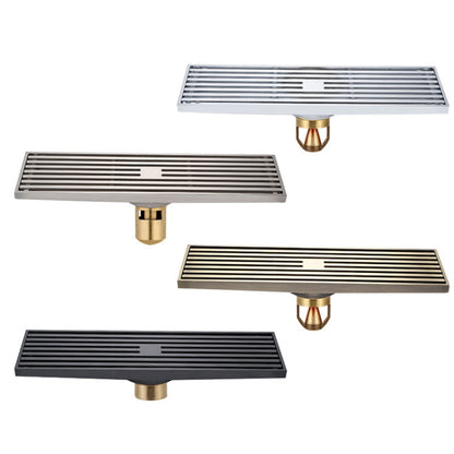 8x30cm Extended Full Copper Strip Floor Drain, สไตล์:, K8034 Chrome Plated+Black Straight Row, K8034 Chrome Plated+Copper Self Seal, K8034 Chrome Plated+5.5 Deep Water Seal, K8034 Chrome Plated+Magnetic Suspension, K8035 Nickel Brushes+Black Straight R...