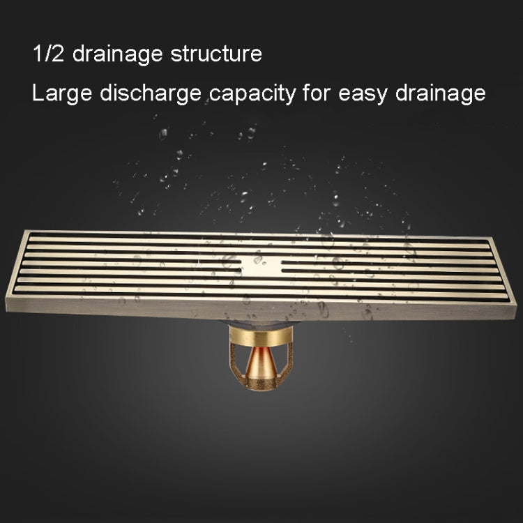 8x30cm Extended Full Copper Strip Floor Drain, สไตล์:, K8034 Chrome Plated+Black Straight Row, K8034 Chrome Plated+Copper Self Seal, K8034 Chrome Plated+5.5 Deep Water Seal, K8034 Chrome Plated+Magnetic Suspension, K8035 Nickel Brushes+Black Straight R...