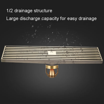 8x30cm Extended Full Copper Strip Floor Drain, สไตล์:, K8034 Chrome Plated+Black Straight Row, K8034 Chrome Plated+Copper Self Seal, K8034 Chrome Plated+5.5 Deep Water Seal, K8034 Chrome Plated+Magnetic Suspension, K8035 Nickel Brushes+Black Straight R...