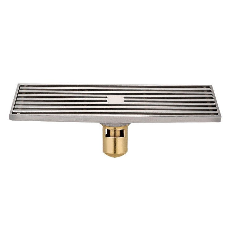 8x30cm Extended Full Copper Strip Floor Drain, สไตล์:, K8034 Chrome Plated+Black Straight Row, K8034 Chrome Plated+Copper Self Seal, K8034 Chrome Plated+5.5 Deep Water Seal, K8034 Chrome Plated+Magnetic Suspension, K8035 Nickel Brushes+Black Straight R...