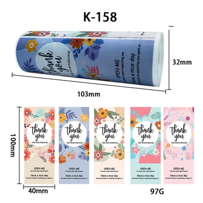 5 ม้วนดอกไม้ขอบคุณป้ายสติกเกอร์หัตถกรรมตกแต่งสติกเกอร์ของขวัญขนาดเล็ก
