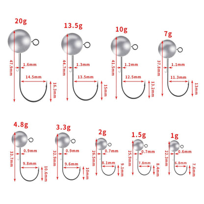 ตะขอตะกั่ว อุปกรณ์ตกปลา Lua Anti-drop Hooks, HENGJIA JI035 50pcs 1g, HENGJIA JI035 40pcs 1.5g, HENGJIA JI035 30pcs 2g, HENGJIA JI035 20pcs 3.5g, HENGJIA JI035 15pcs 5g, HENGJIA JI035 10pcs 7g, HENGJIA JI035 8pcs 10g, HENGJIA JI035 6pcs 14g             ...