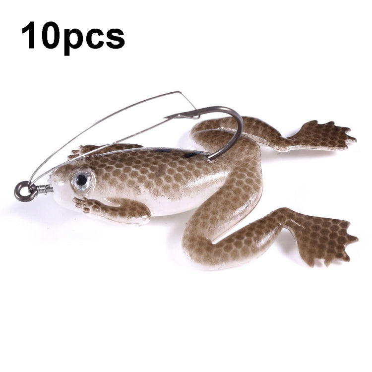 HENGJIA FO100 10 ชิ้น Anti-Hanging ด้านล่างลอยกบปลาดำเหยื่อปลอม Thunder Frog Bait, FO100 (Gray Black), FO100 (Dark Green), FO100 (Light Green)