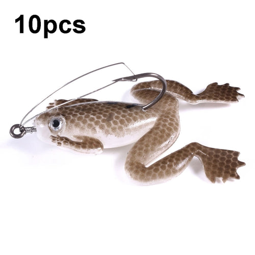 HENGJIA FO100 10 ชิ้น Anti-Hanging ด้านล่างลอยกบปลาดำเหยื่อปลอม Thunder Frog Bait, FO100 (Gray Black), FO100 (Dark Green), FO100 (Light Green)