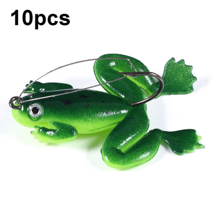 HENGJIA FO100 10 ชิ้น Anti-Hanging ด้านล่างลอยกบปลาดำเหยื่อปลอม Thunder Frog Bait, FO100 (Gray Black), FO100 (Dark Green), FO100 (Light Green)
