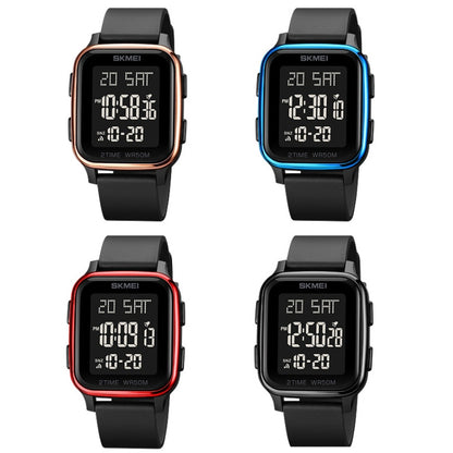 SKMEI 1858 Square Waterproof Digital Dual แสดงผล LED Luminous Watch, 1858 Red, 1858 Blue, 1858 Black, 1858 Rose Gold