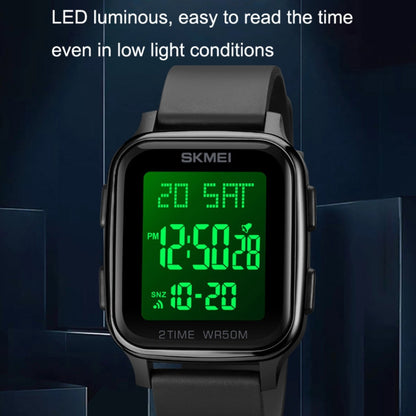 SKMEI 1858 Square Waterproof Digital Dual แสดงผล LED Luminous Watch, 1858 Red, 1858 Blue, 1858 Black, 1858 Rose Gold