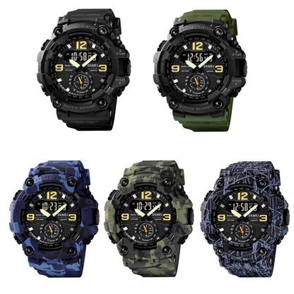SKMEI 1637 Sports Digital แสดงผล Outdoor กันกระแทก Plastic Large Dial Men Watch, Black, Army Green, Blue Camouflage, Army Green Camouflage, Gray Black