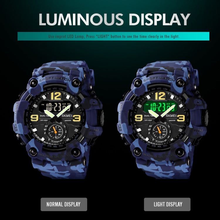 SKMEI 1637 Sports Digital แสดงผล Outdoor กันกระแทก Plastic Large Dial Men Watch, Black, Army Green, Blue Camouflage, Army Green Camouflage, Gray Black