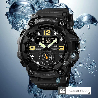 SKMEI 1637 Sports Digital แสดงผล Outdoor กันกระแทก Plastic Large Dial Men Watch, Black, Army Green, Blue Camouflage, Army Green Camouflage, Gray Black