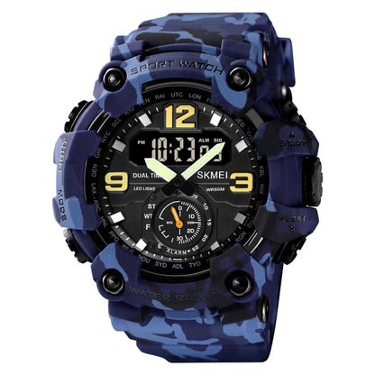 SKMEI 1637 Sports Digital แสดงผล Outdoor กันกระแทก Plastic Large Dial Men Watch, Black, Army Green, Blue Camouflage, Army Green Camouflage, Gray Black