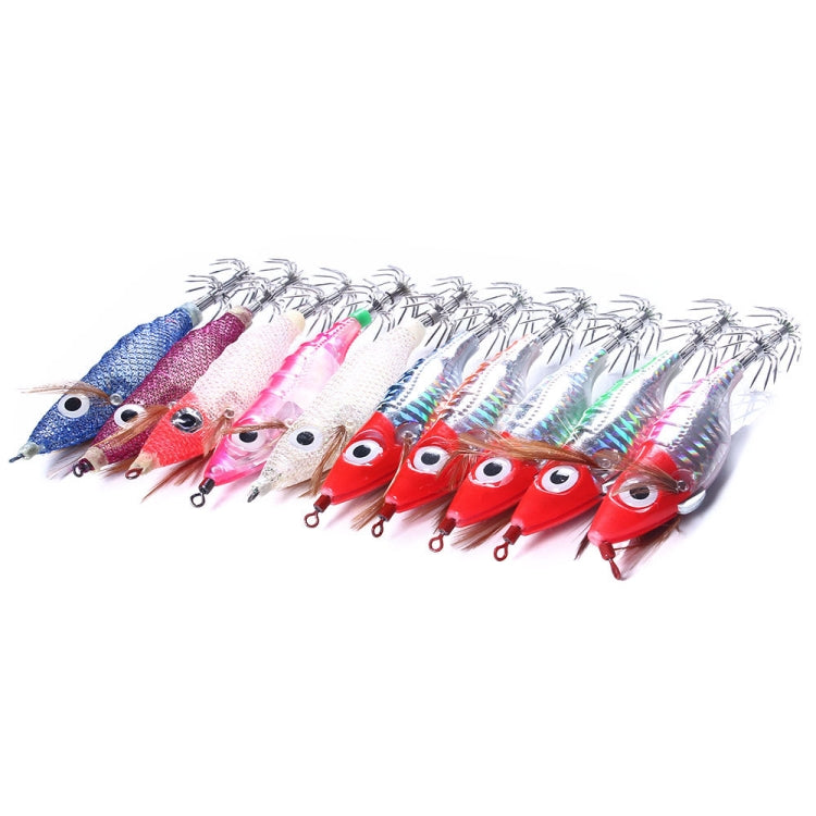 HENGJIA SJB012 ไฟกลางคืนจำลองกุ้งปลาหมึกเข็มตกปลาทะเลเหยื่อปลอม, SJB012 (10 Colors Bagged)