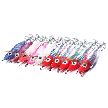 HENGJIA SJB012 ไฟกลางคืนจำลองกุ้งปลาหมึกเข็มตกปลาทะเลเหยื่อปลอม, SJB012 (10 Colors Bagged)