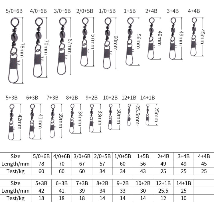 HENGJIA SS007 50 ชิ้น/ถุงขั้วต่อ B-pin 8 รูปร่างอุปกรณ์เสริมห่วงหมุน, 1/0+5B (60mm), 2/0+5B (57mm), 3/0+6B (67mm), 4/0+6B (70mm), 5/0+6B (78mm), 1+5B (56mm), 2+4B (49mm), 3+4B (49mm), 4+4B (45mm), 5+3B (42mm), 6+3B (41mm), 7+3B (39mm), 8+2B (34mm)     ...